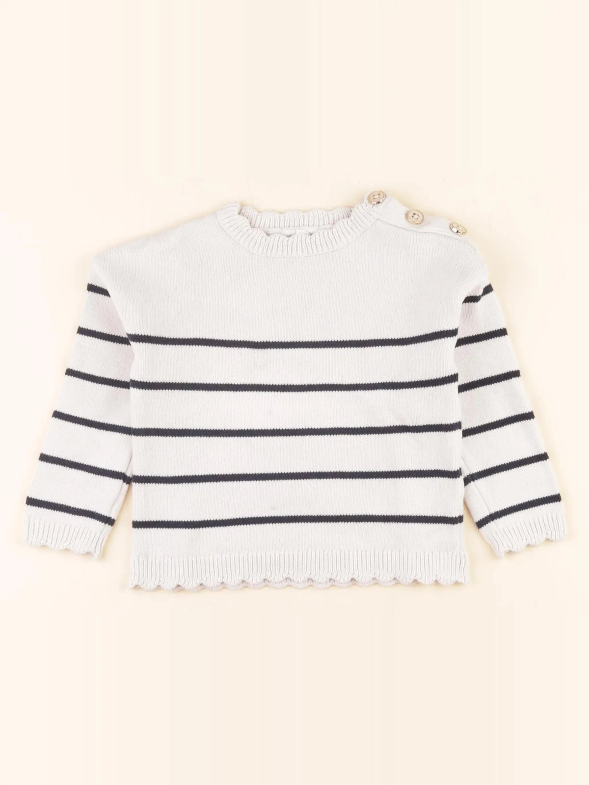 Vertbaudet - pull bleu, blanc - 3 ans