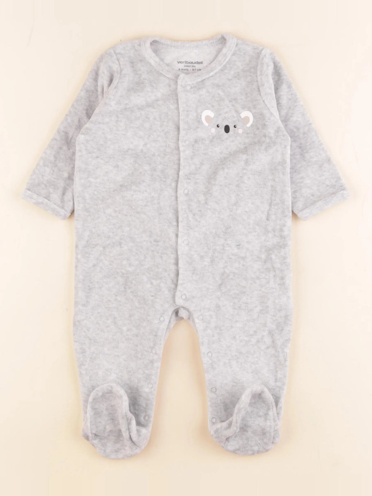 Vertbaudet - pyjama velours gris - 6 mois