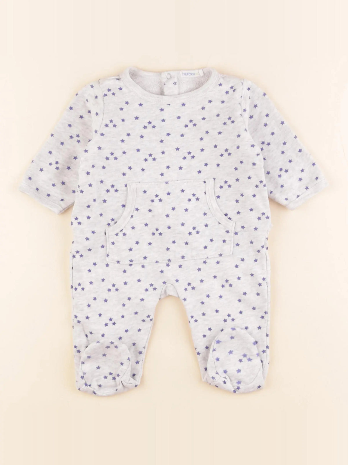 Boutchou - pyjama coton gris, bleu - 3 mois
