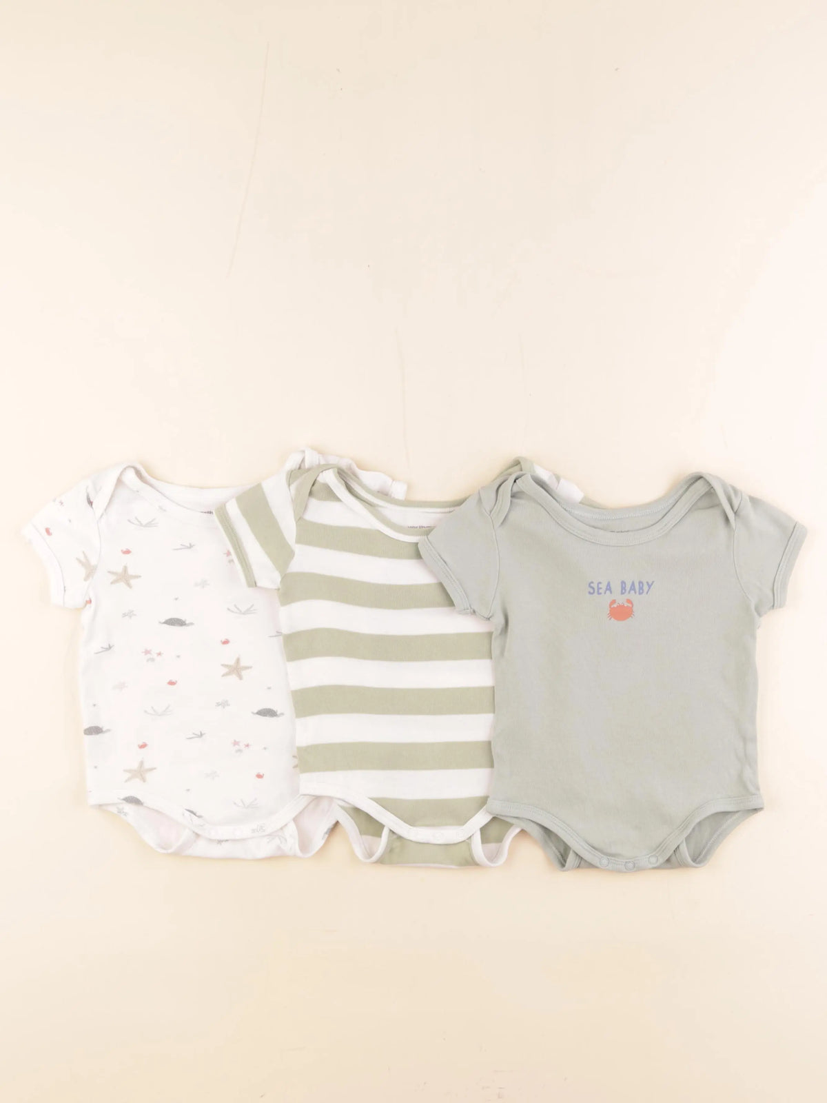 Vertbaudet - lot de 3 bodies en coton vert - 9 mois
