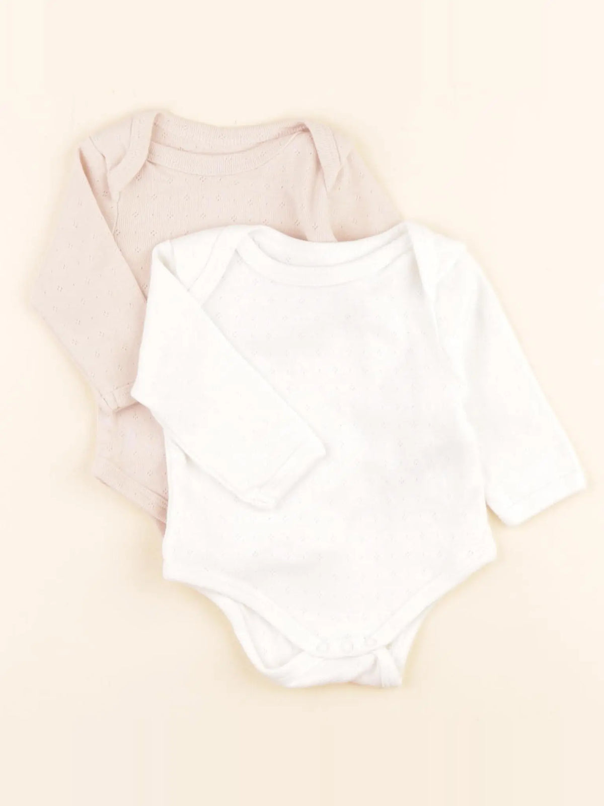 Vertbaudet - lot de 2 bodies en coton blanc, rose - 3 mois