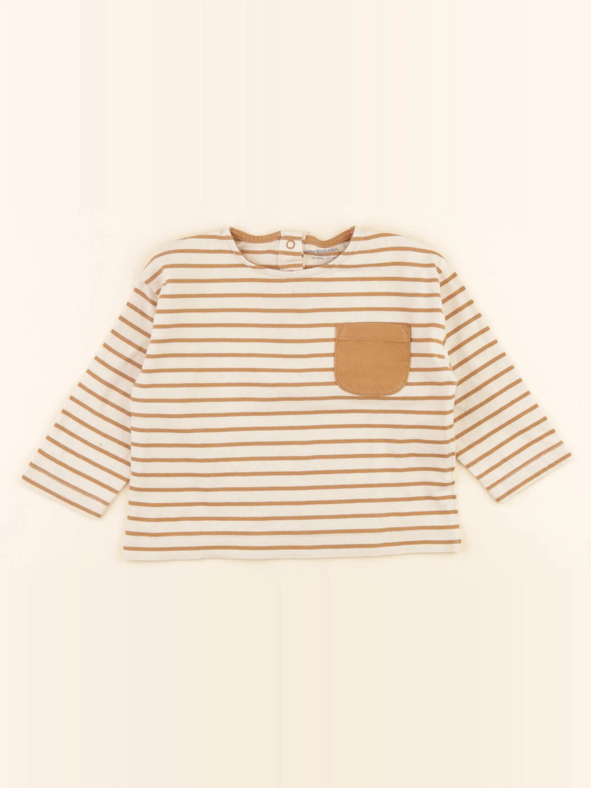Vertbaudet - tee-shirt beige, marron - 18 mois