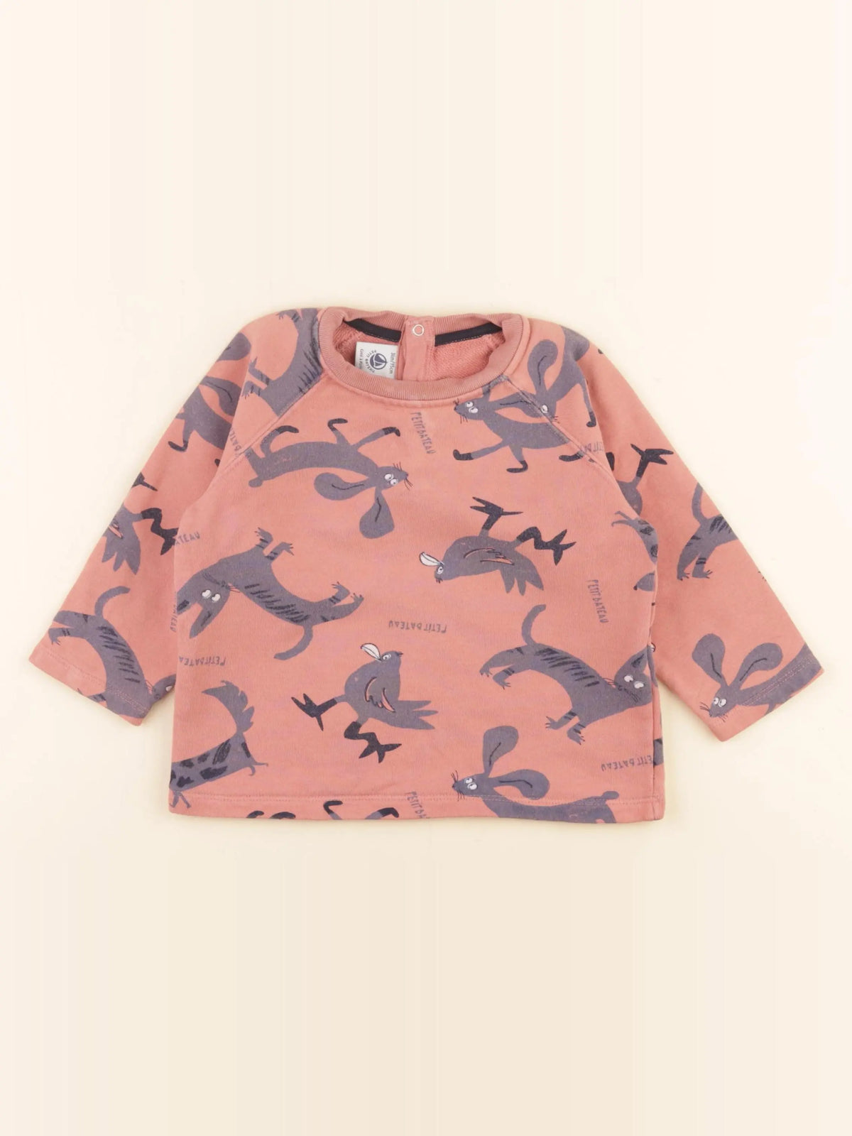 Petit Bateau - sweat rose, gris - 36 mois