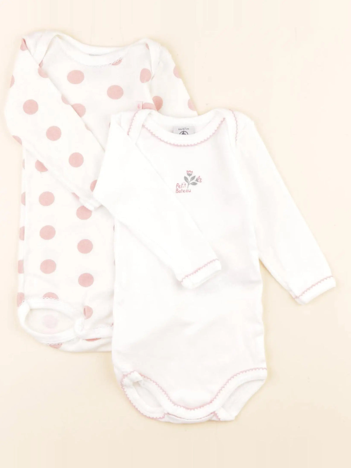 Petit Bateau - lot de 2 bodies en coton blanc - 6 mois