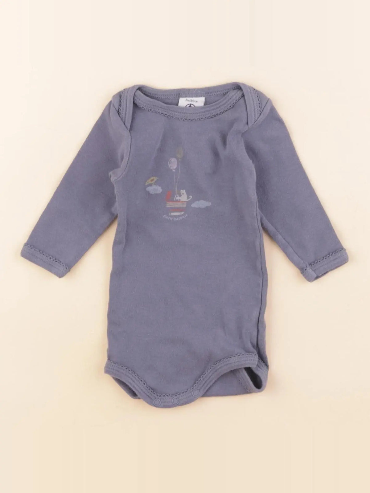 Petit Bateau - body bleu - 3 mois