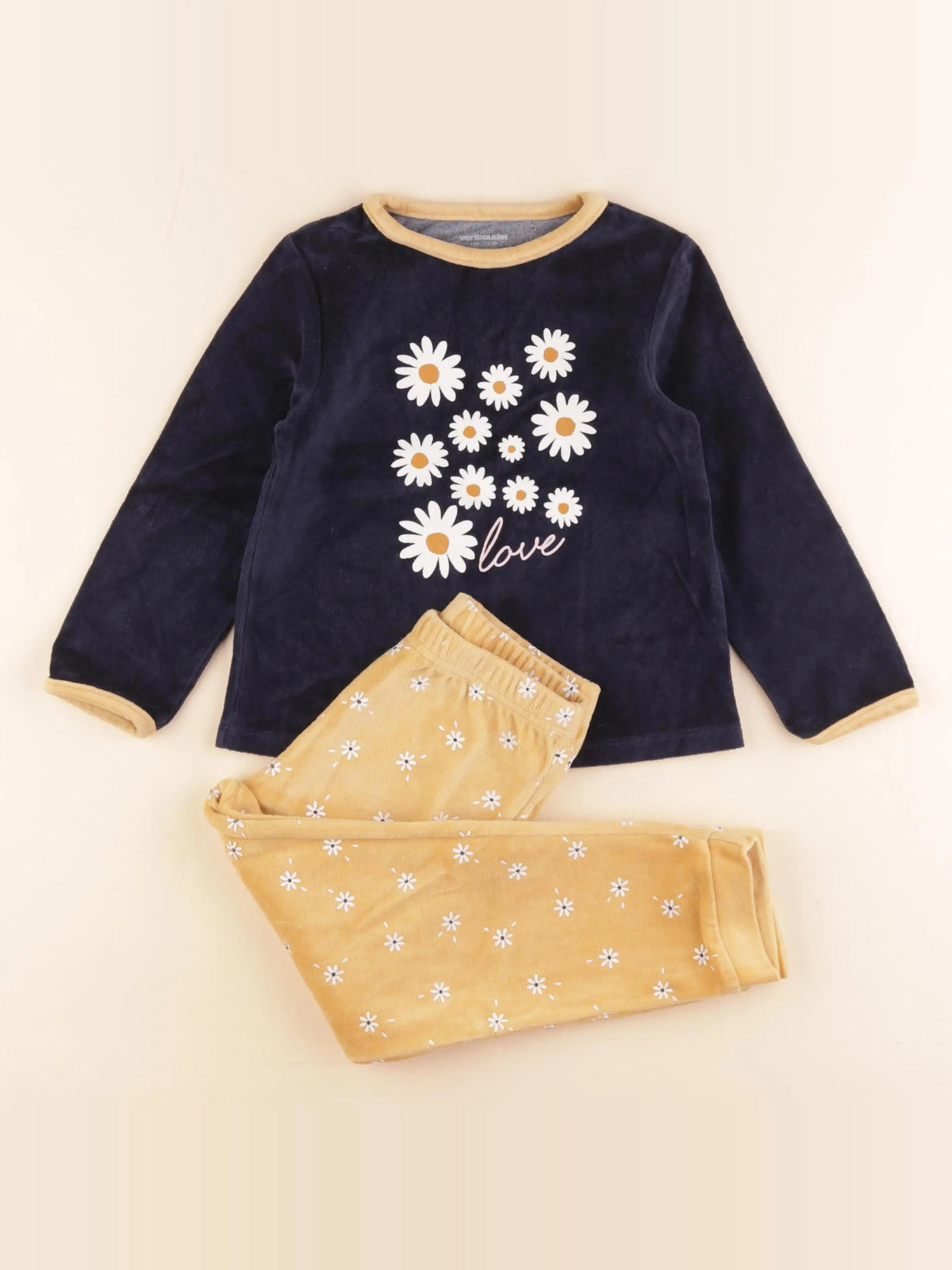 Vertbaudet - pyjama velours bleu - 5 ans