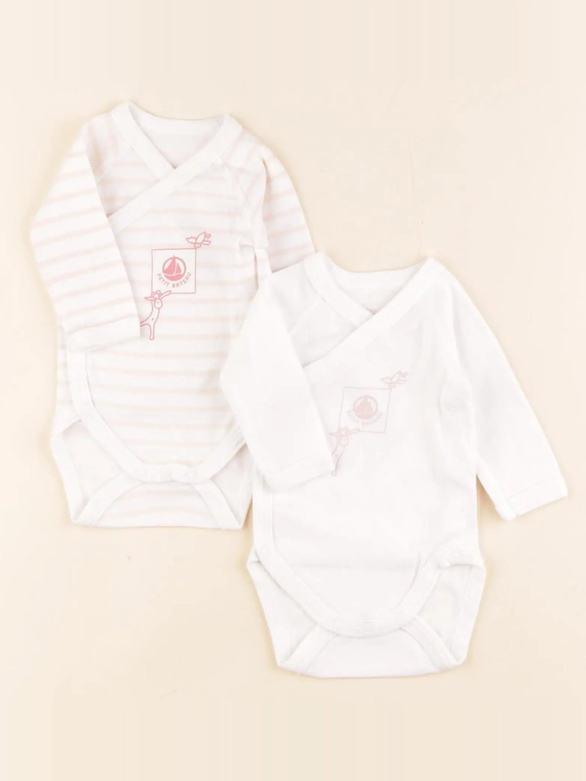 Petit Bateau - lot de 2 bodies en coton blanc - 0 mois