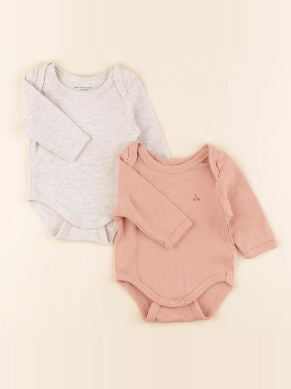 Vertbaudet - lot de 2 bodies en coton rose - 1 mois