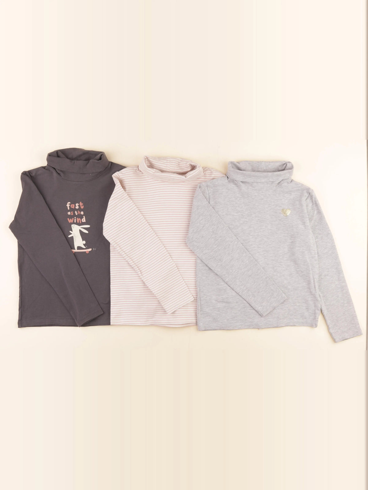 Vertbaudet - lot de 3 sous-pulls gris - 8 ans