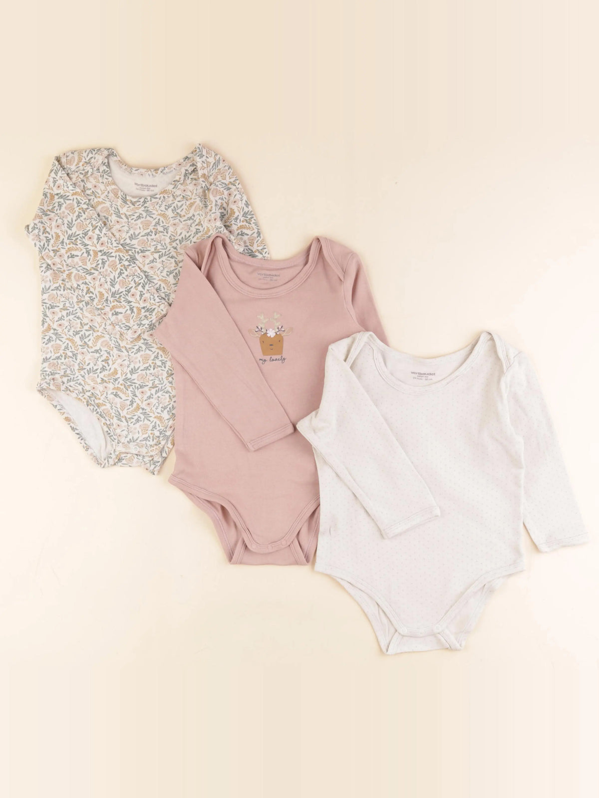 Vertbaudet - lot de 3 bodies en coton multicolore - 24 mois