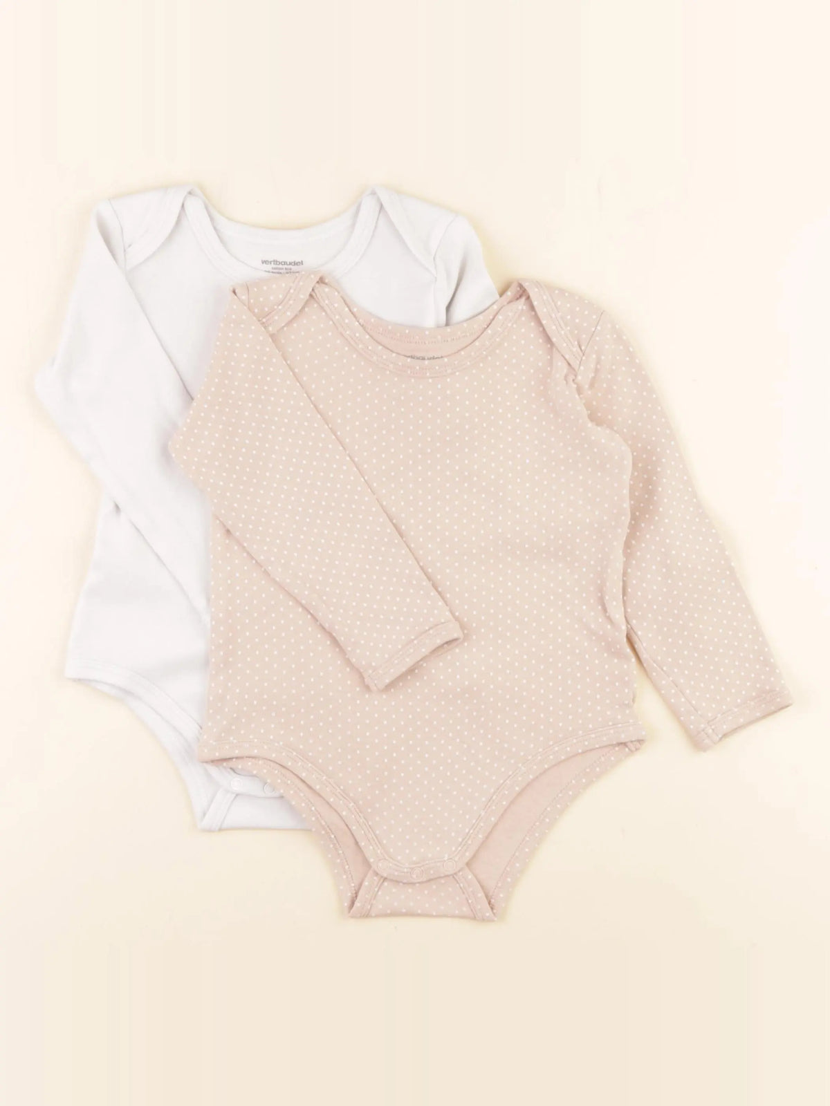 Vertbaudet - lot de 2 bodies en coton blanc, rose - 36 mois