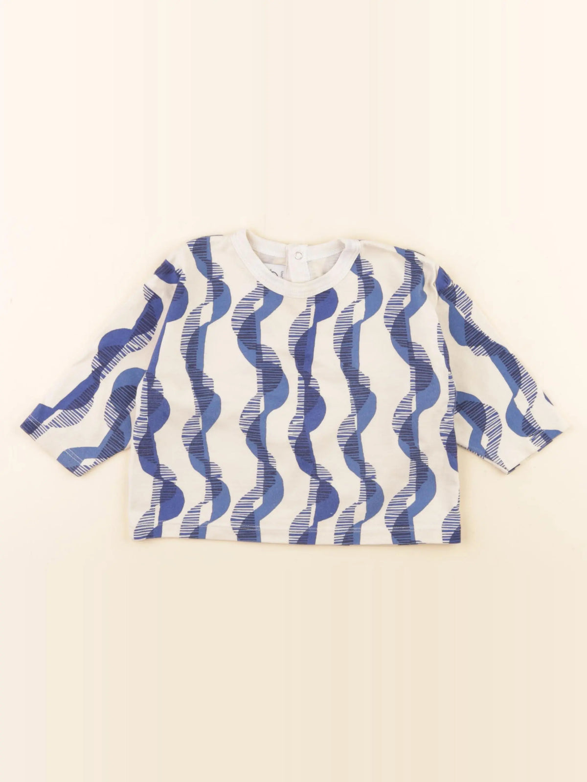 Petit Bateau - tee-shirt blanc, bleu - 12 mois