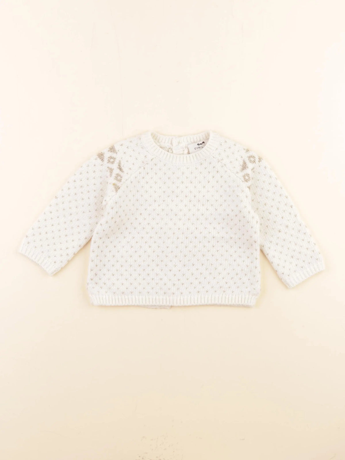 Cyrillus - pull blanc, or - 6 mois
