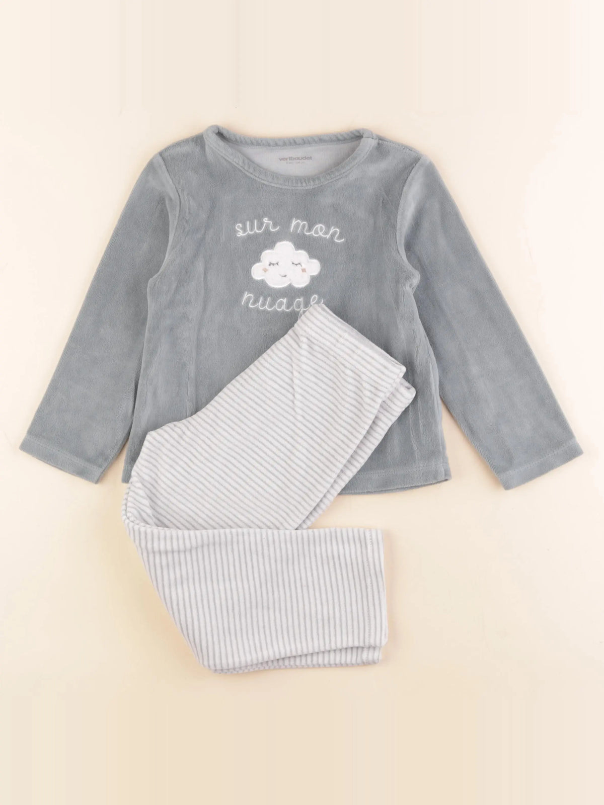 Vertbaudet - pyjama velours vert - 4 ans