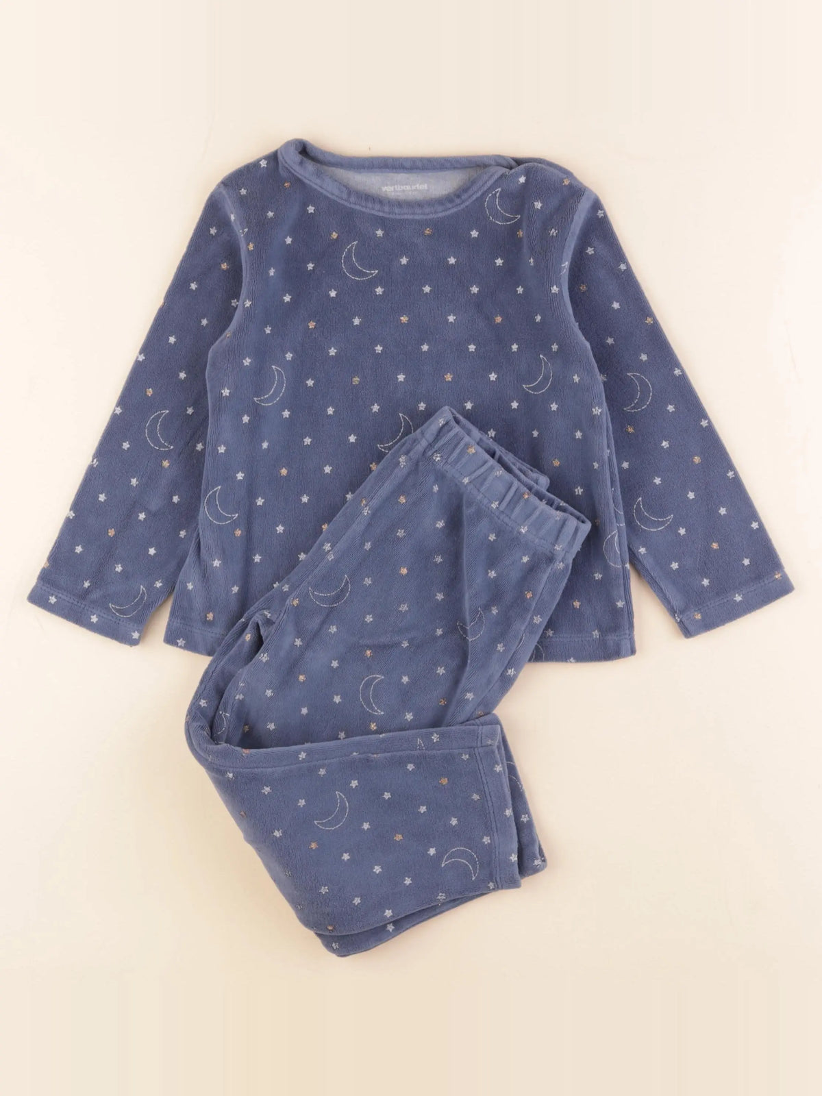 Vertbaudet - pyjama velours bleu - 4 ans