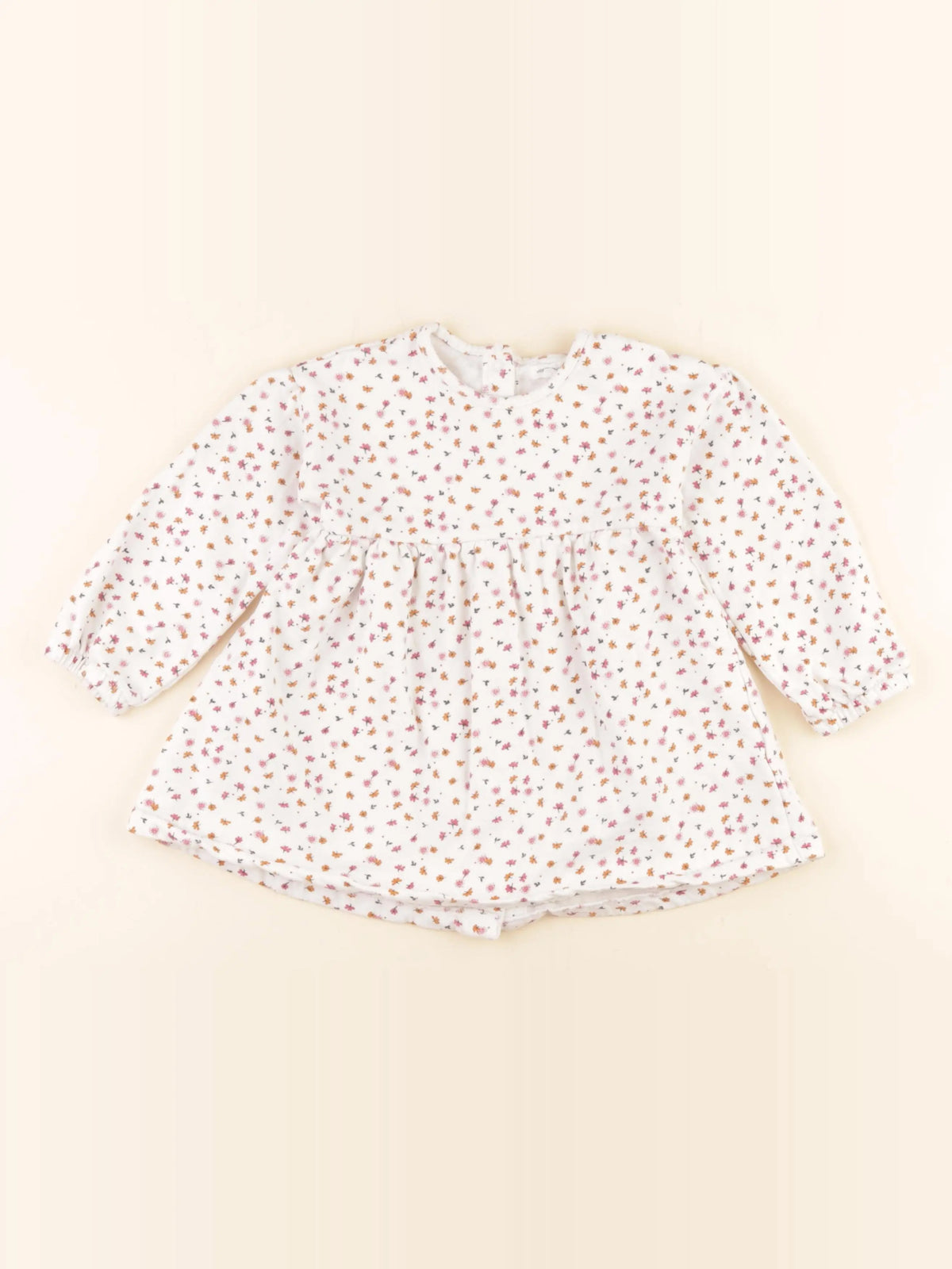 Vertbaudet - robe beige, rose - 36 mois