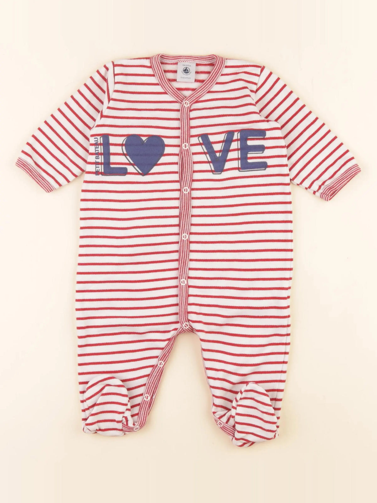 Petit Bateau - pyjama coton beige, bleu - 6 mois