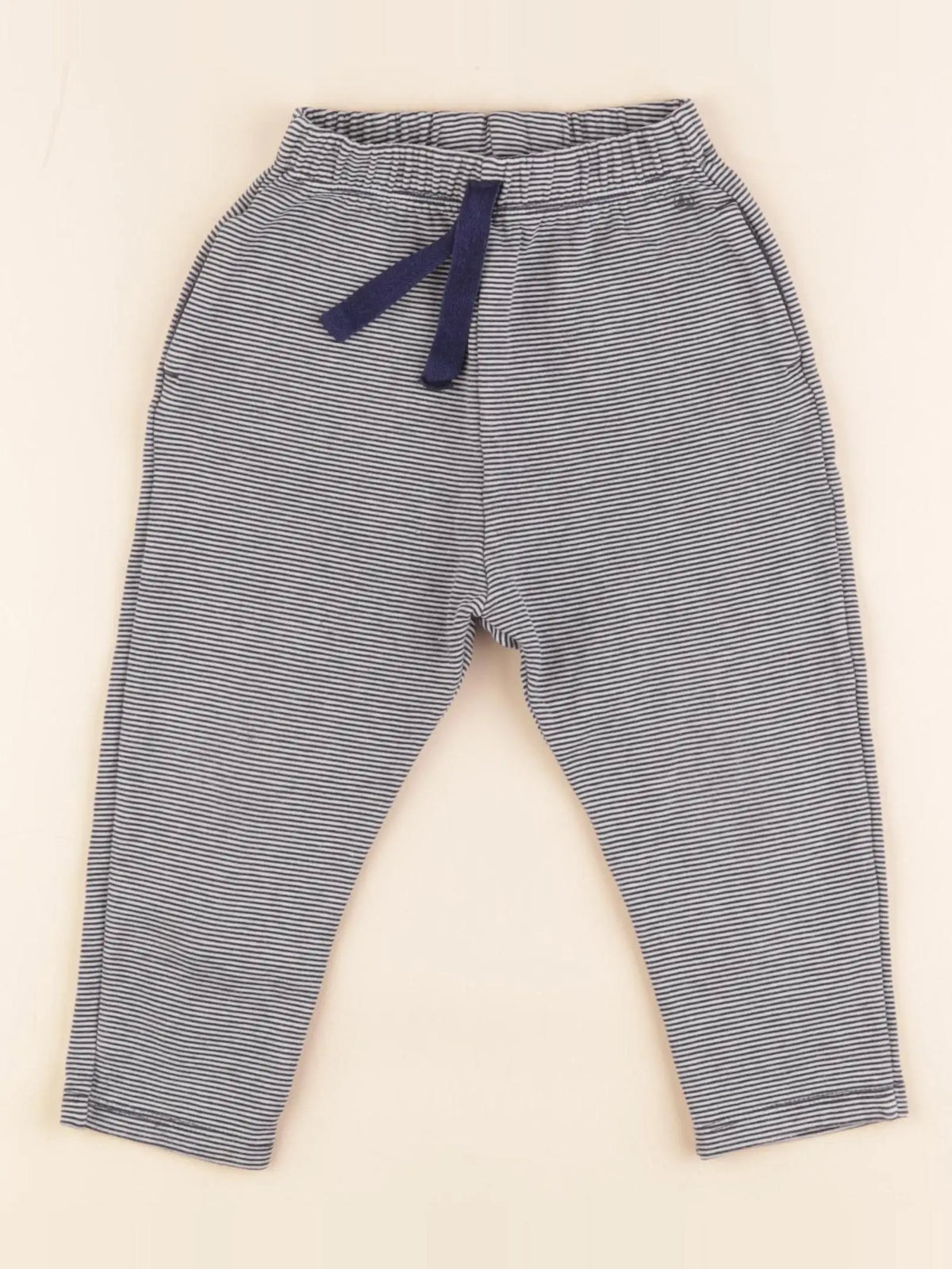 Petit Bateau - pantalon bleu, blanc - 2 ans