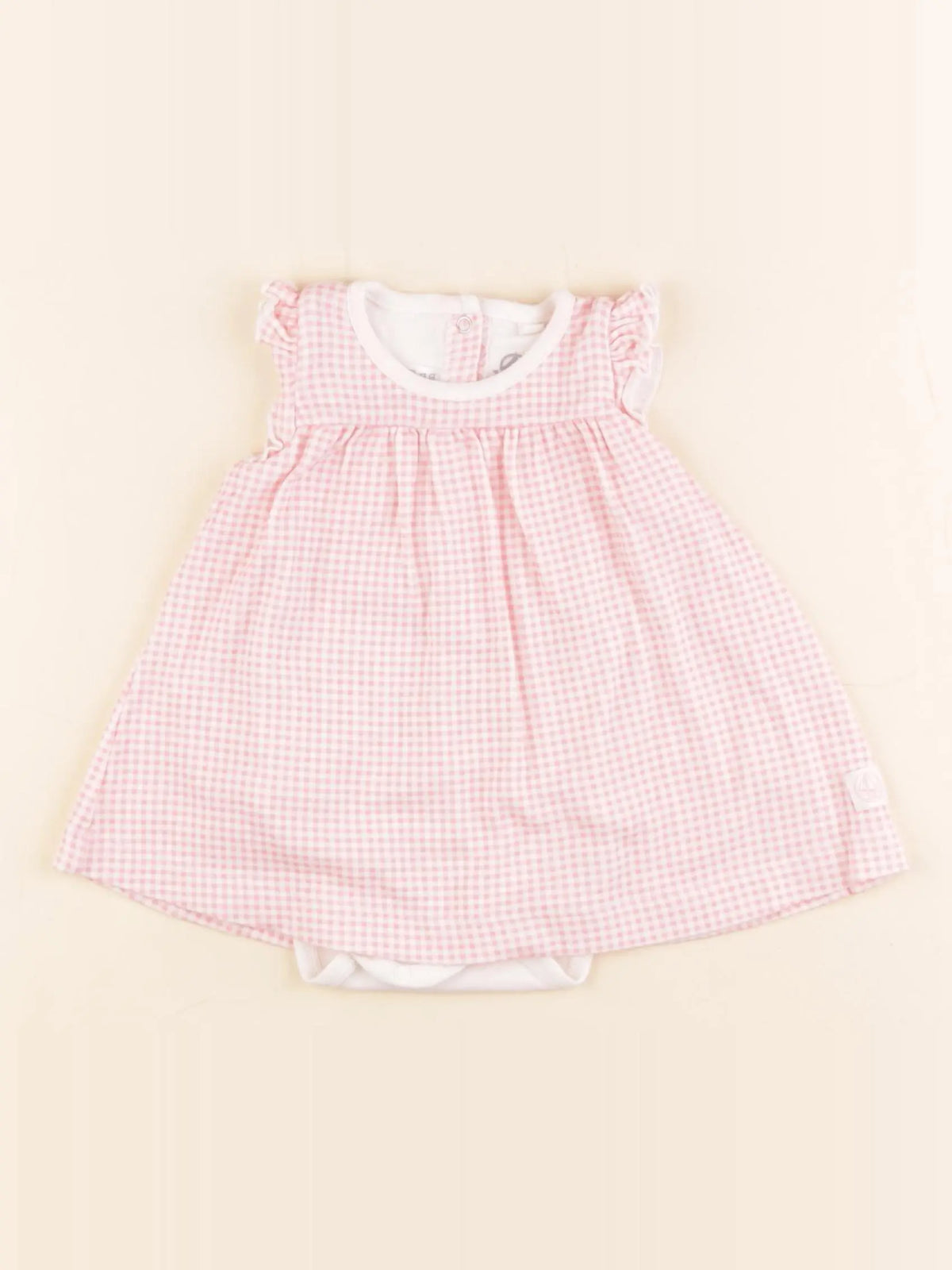 Petit Bateau - body robe blanc, rose - 3 mois