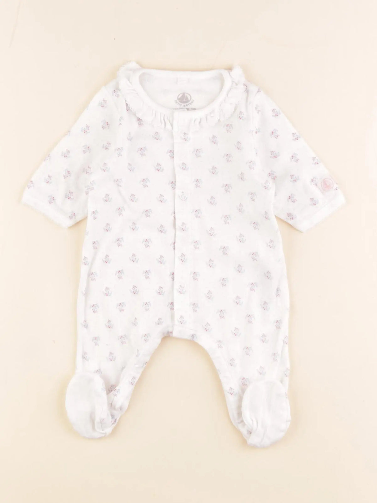Petit Bateau - pyjama coton blanc - 1 mois
