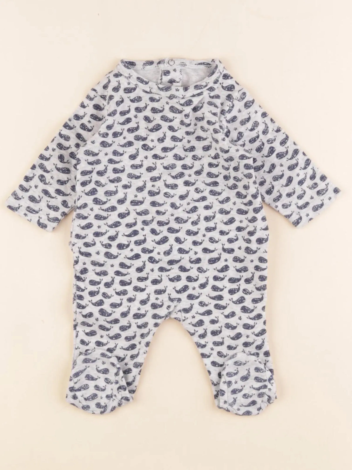 Boutchou - pyjama coton gris, bleu - 1 mois