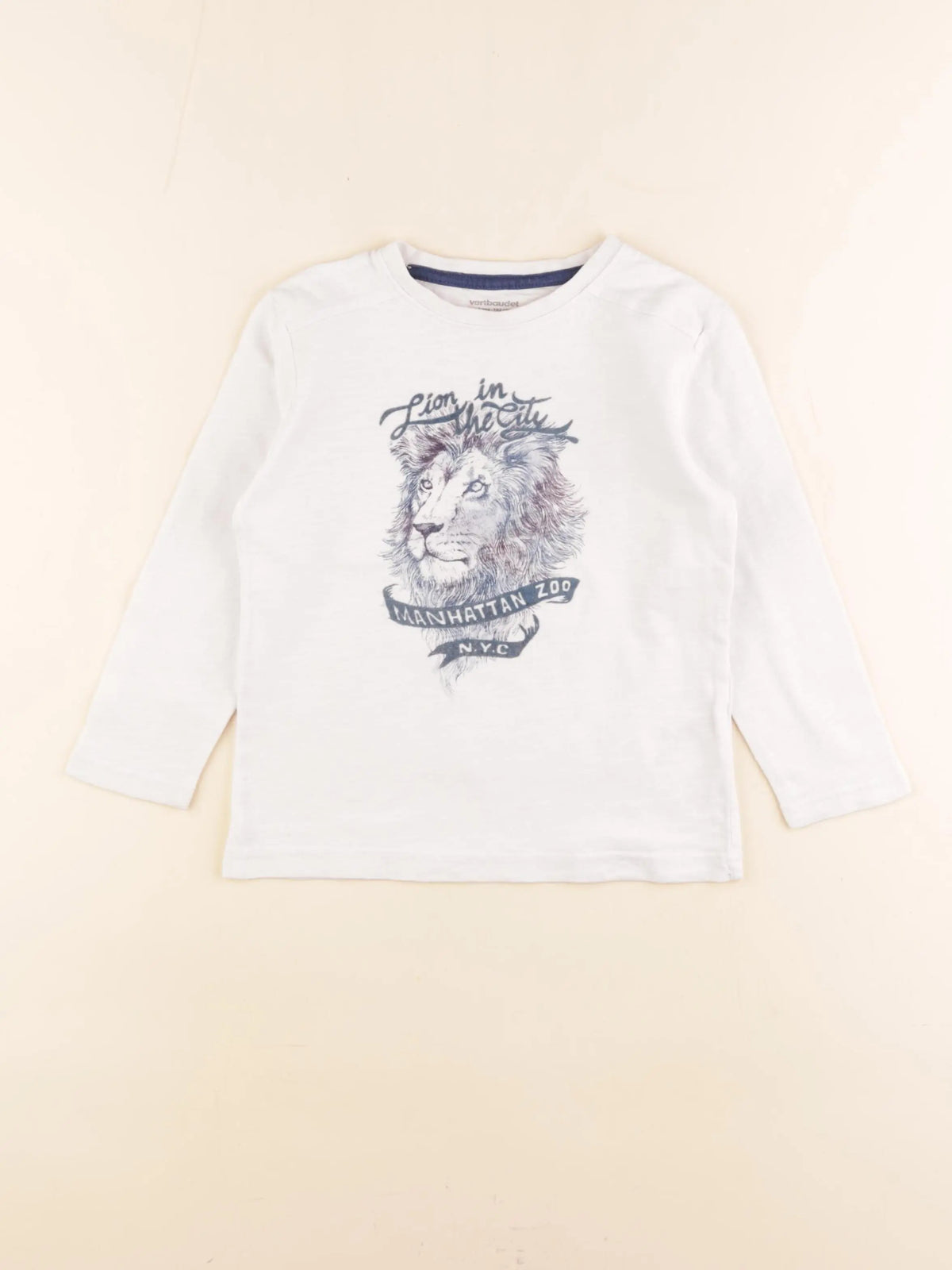 Vertbaudet - tee-shirt blanc, bleu - 4 ans