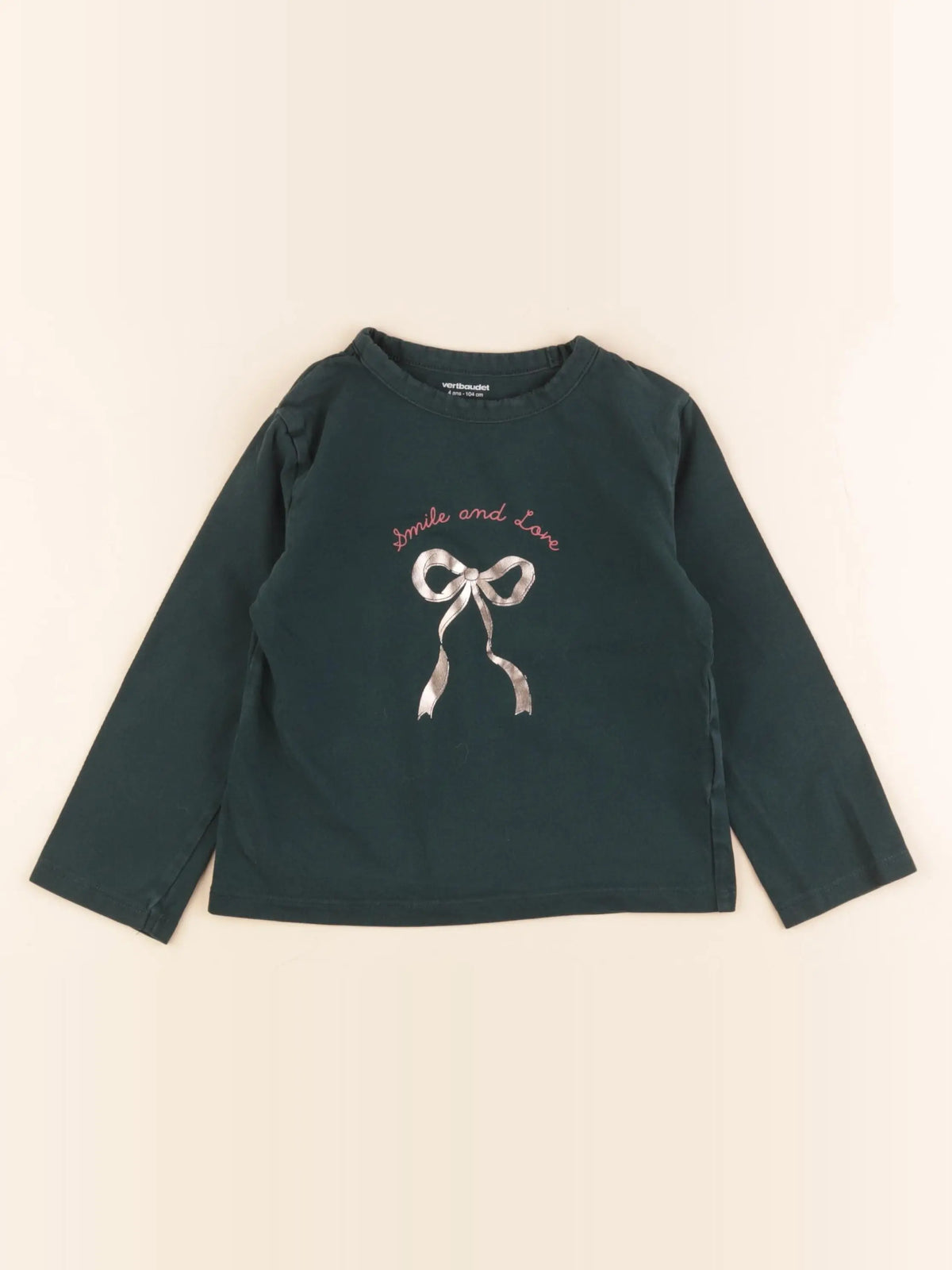 Vertbaudet - tee-shirt or, vert - 4 ans