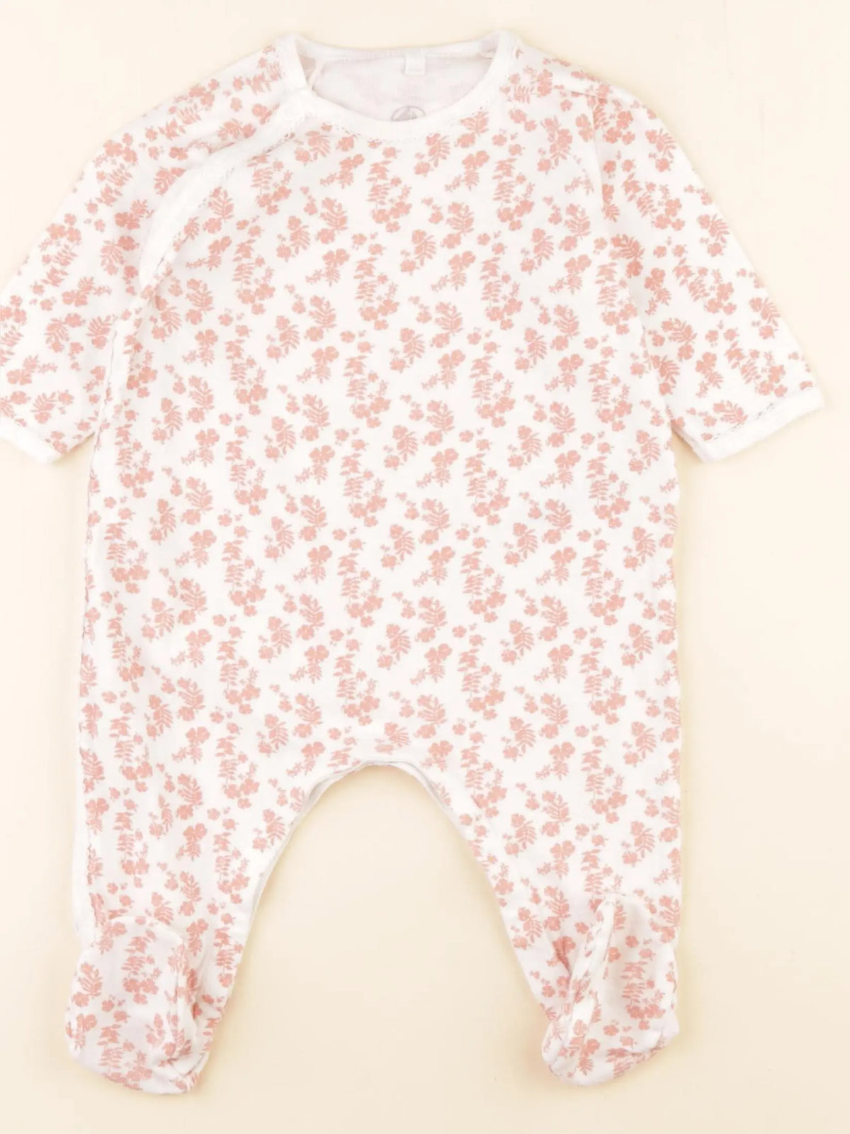 Petit Bateau - pyjama coton blanc, rose - 6 mois