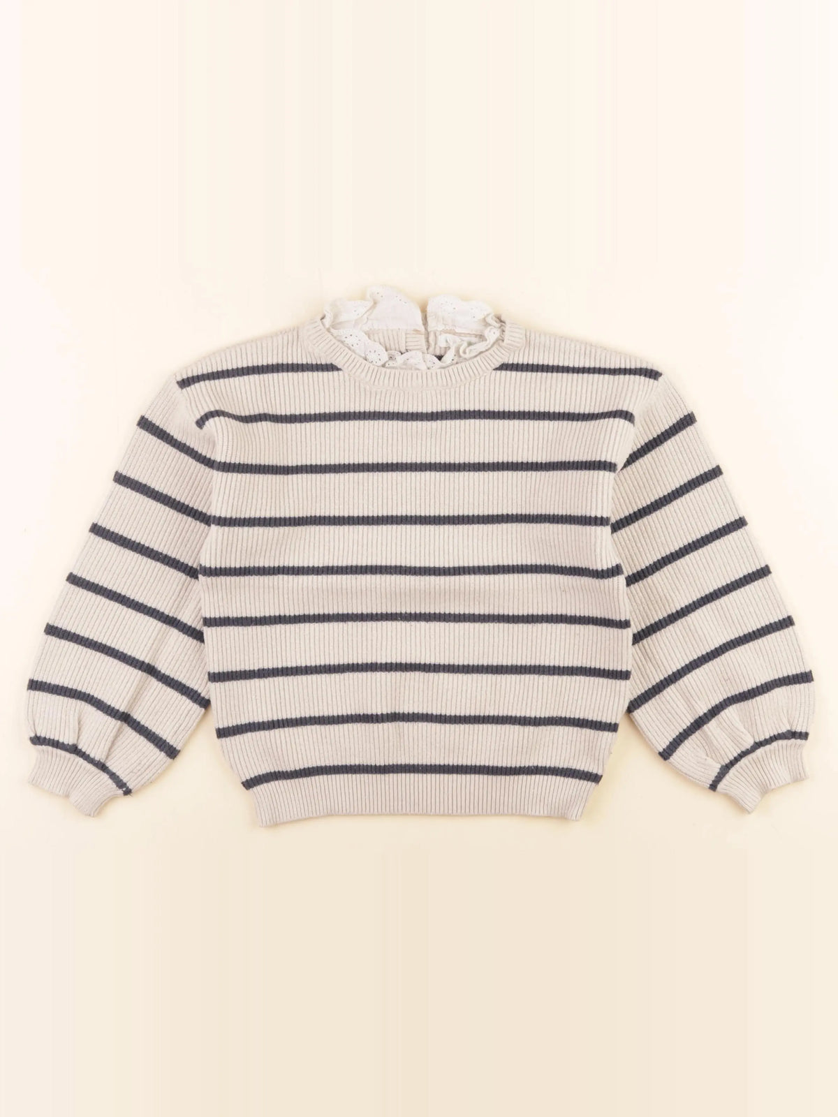 Vertbaudet - pull blanc, bleu - 8 ans