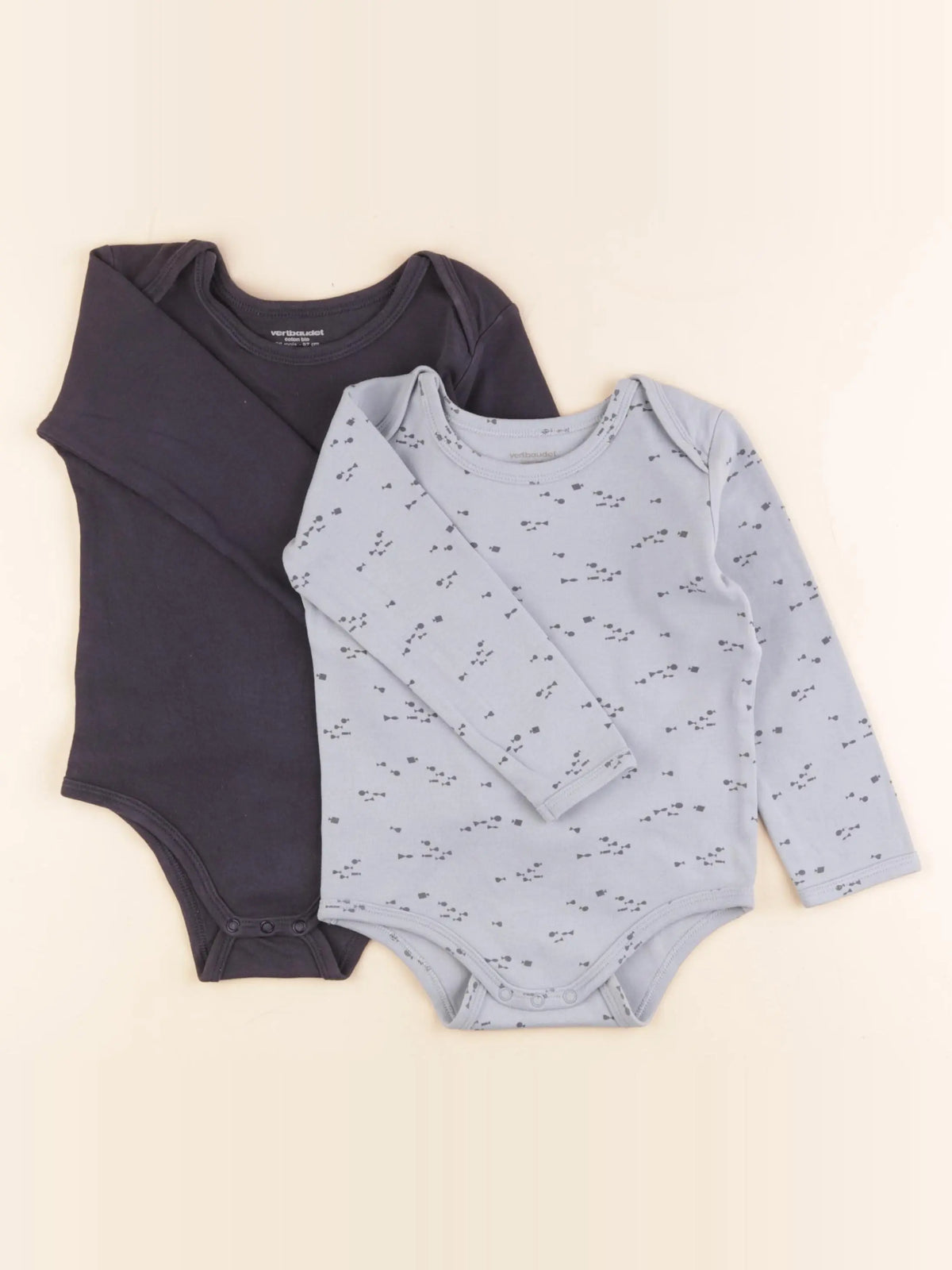Vertbaudet - lot de 2 bodies en coton bleu - 36 mois