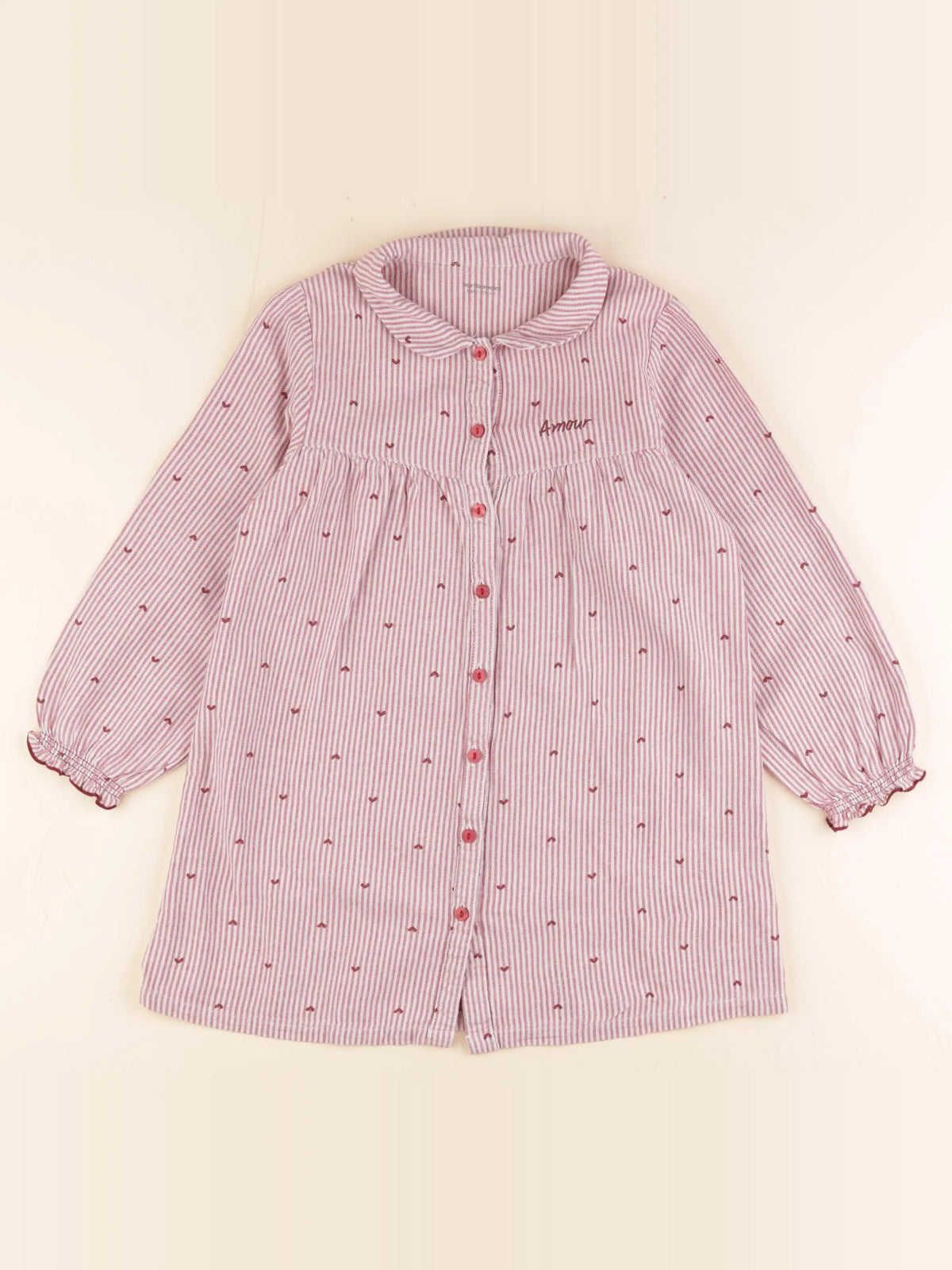 Vertbaudet - chemise de nuit coton rouge - 8 ans