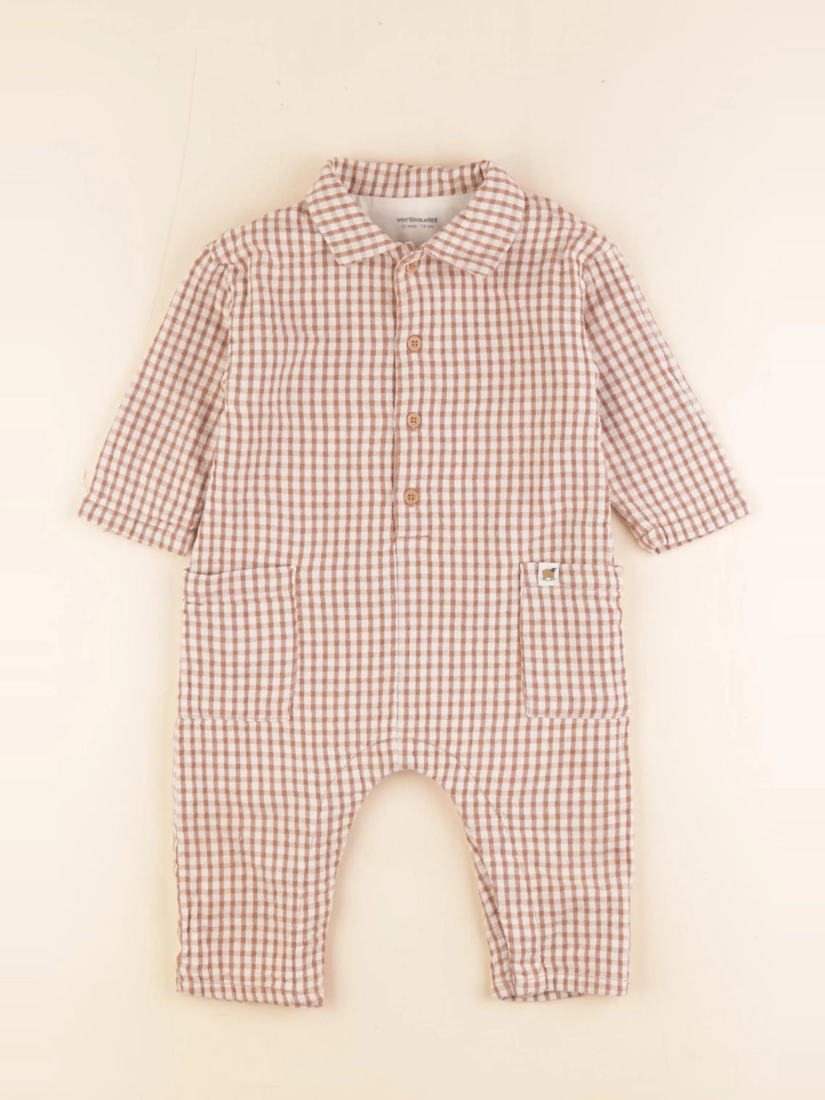 Vertbaudet - combinaison beige - 12 mois