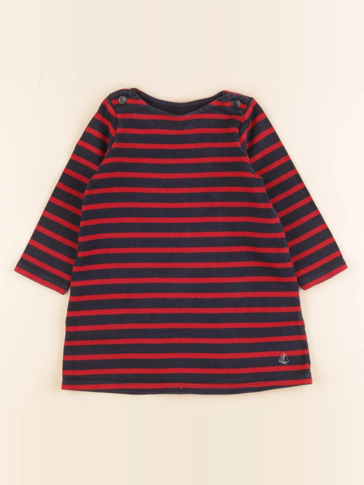 Petit Bateau - robe bleu, rouge - 18 mois