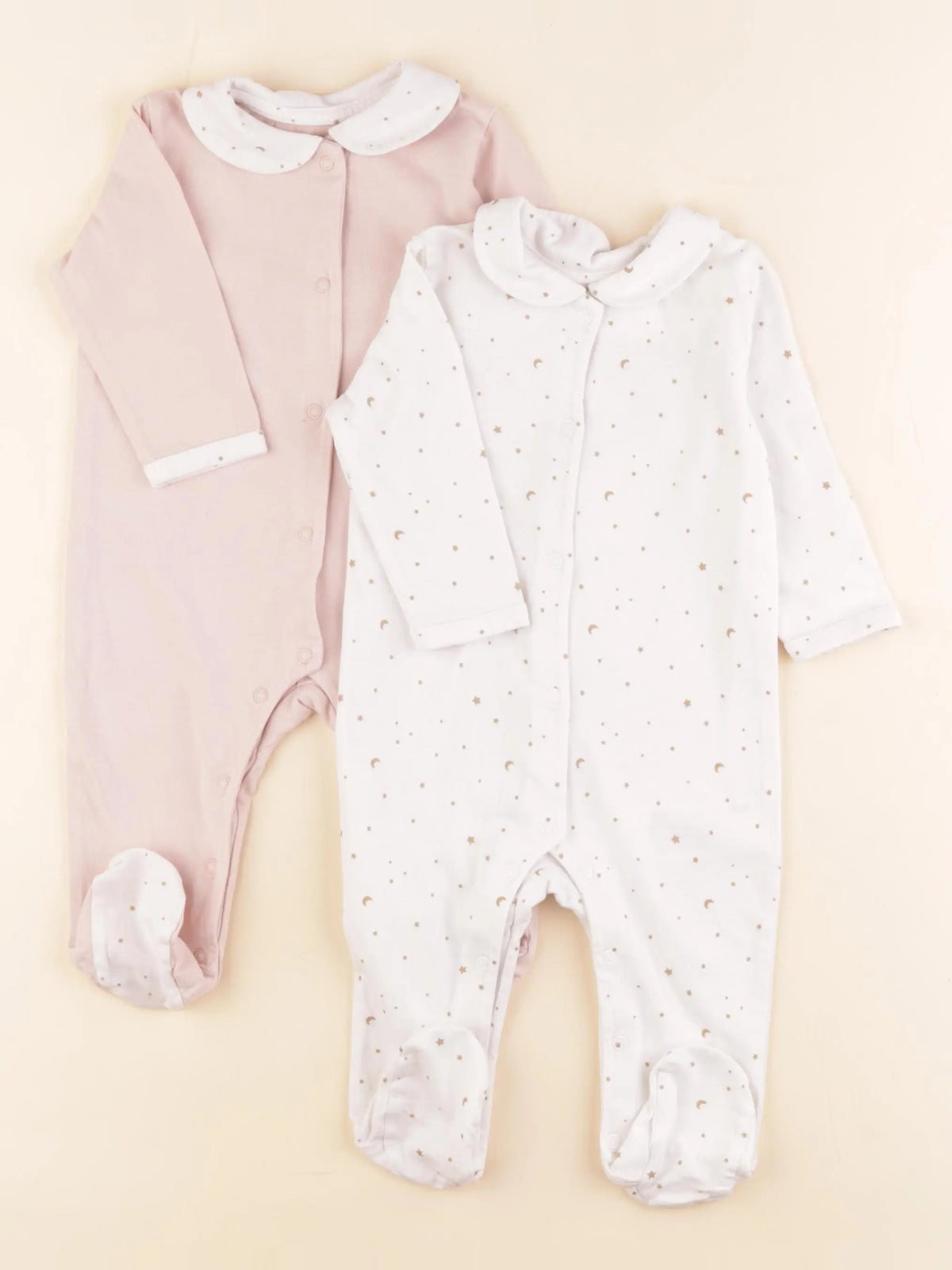 Vertbaudet - lot de 2 pyjamas coton blanc, rose - 6 mois