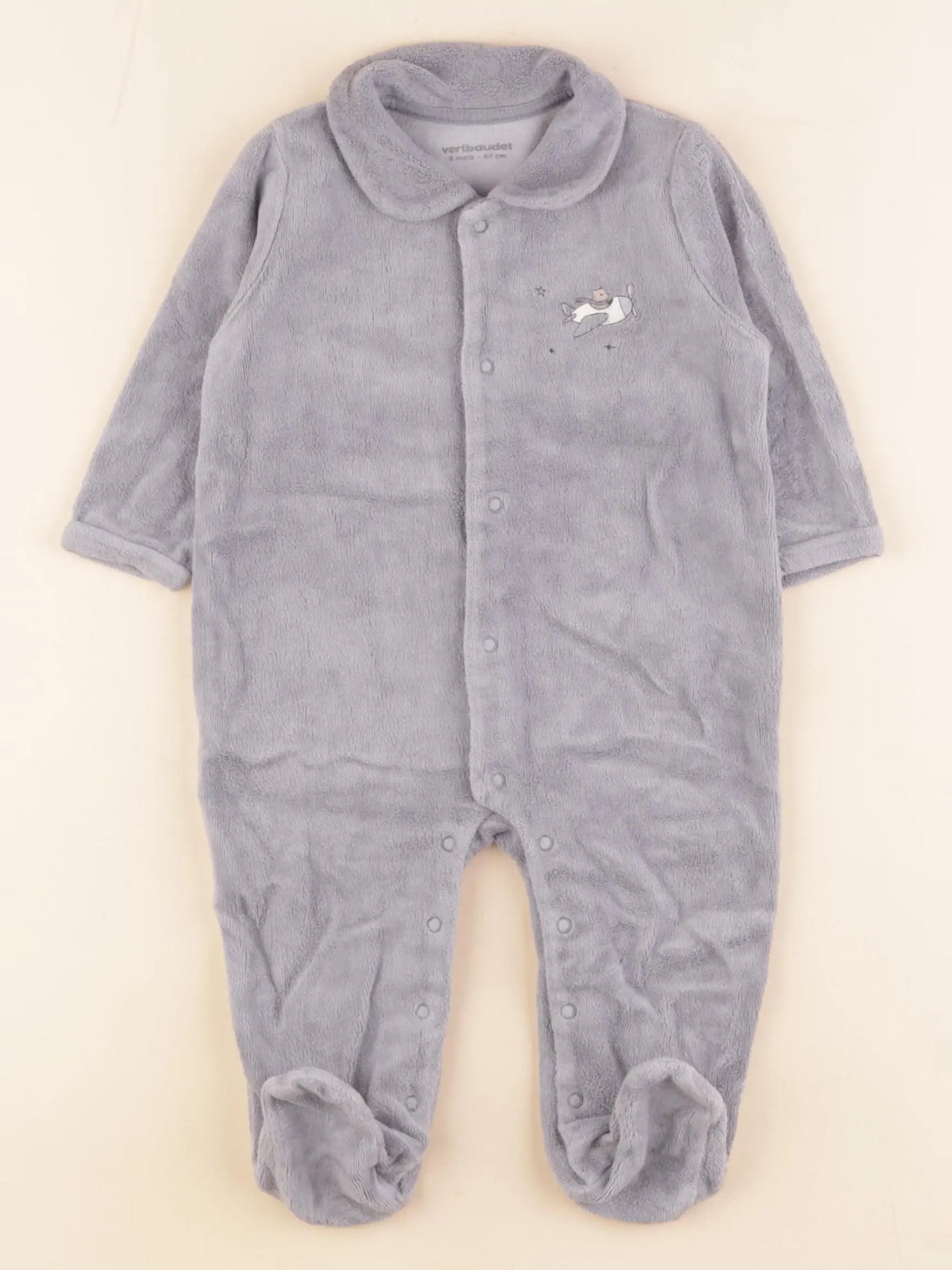 Vertbaudet - pyjama velours bleu - 6 mois