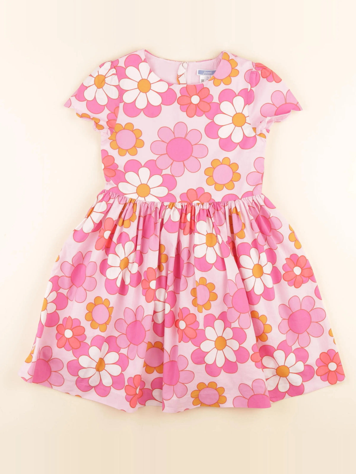 Jacadi - robe blanc, rose - 8 ans