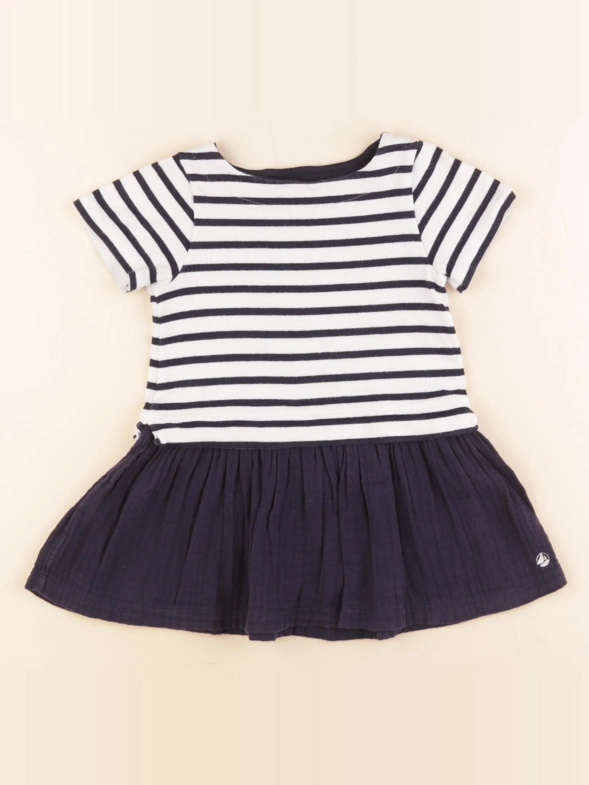 Petit Bateau - robe blanc, bleu - 3 ans