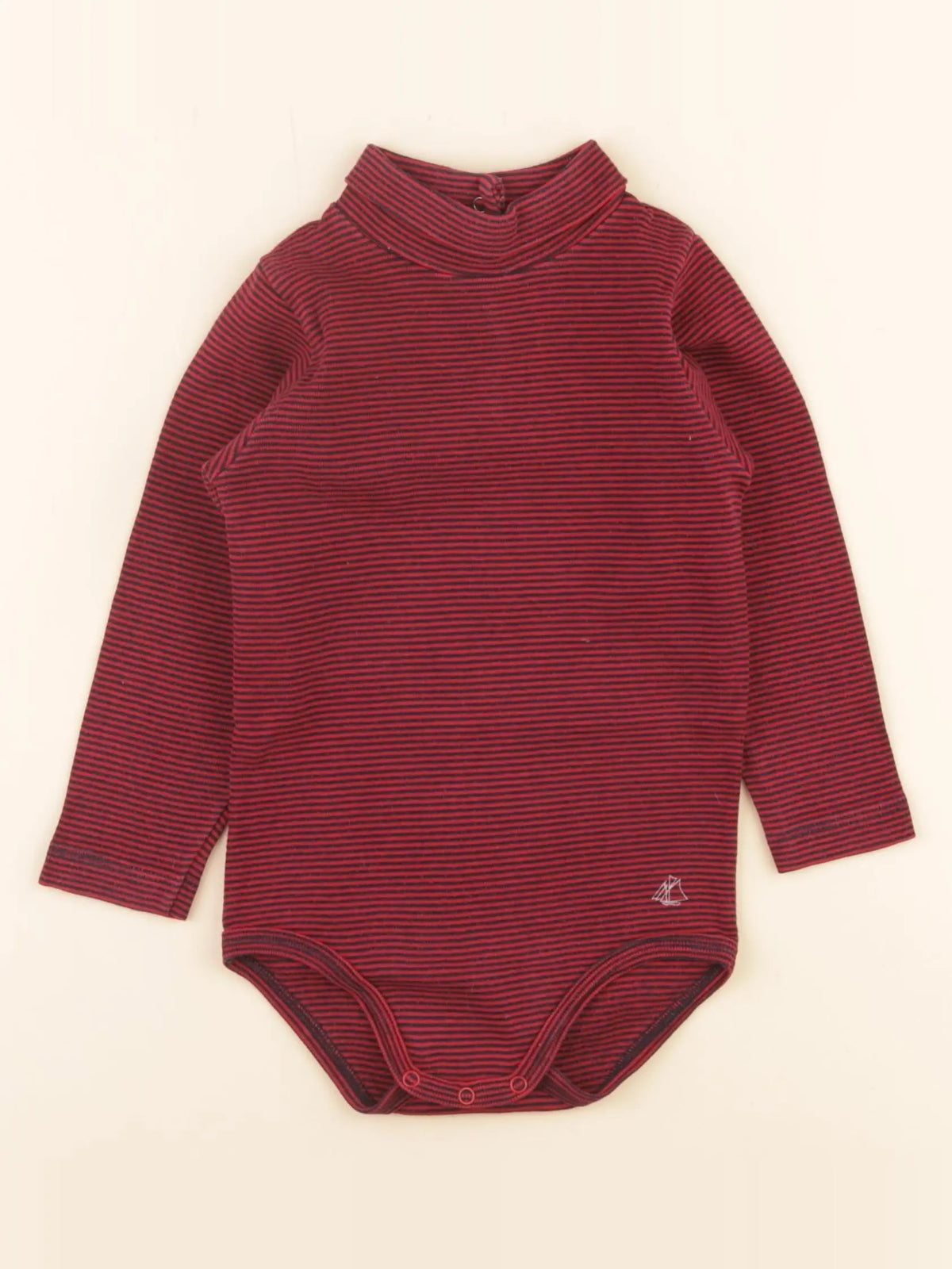 Petit Bateau - body à col rouge - 24 mois
