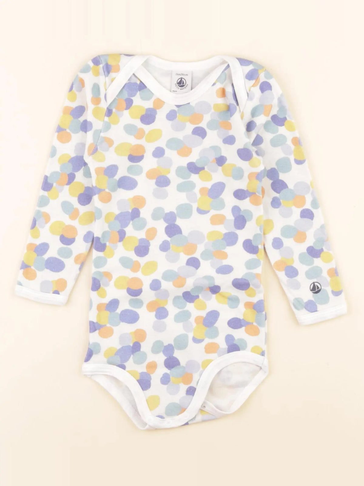 Petit Bateau - body bleu, orange - 24 mois