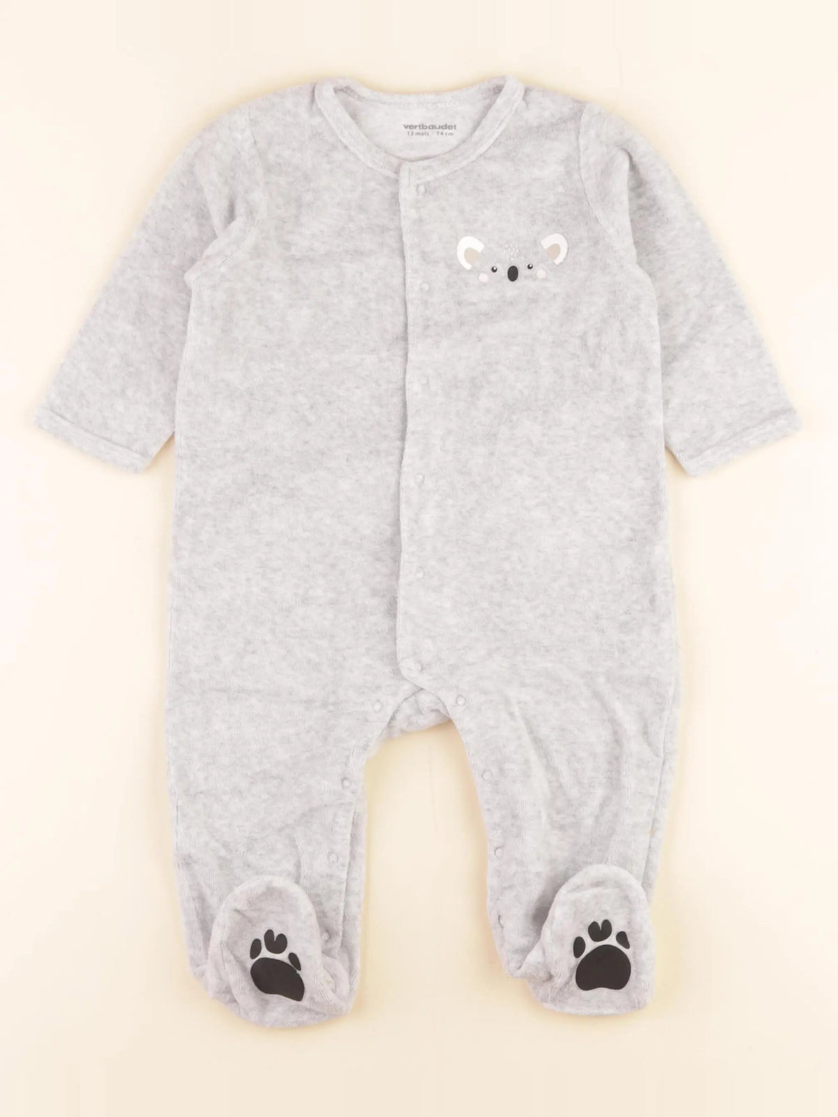 Vertbaudet - pyjama velours gris - 12 mois