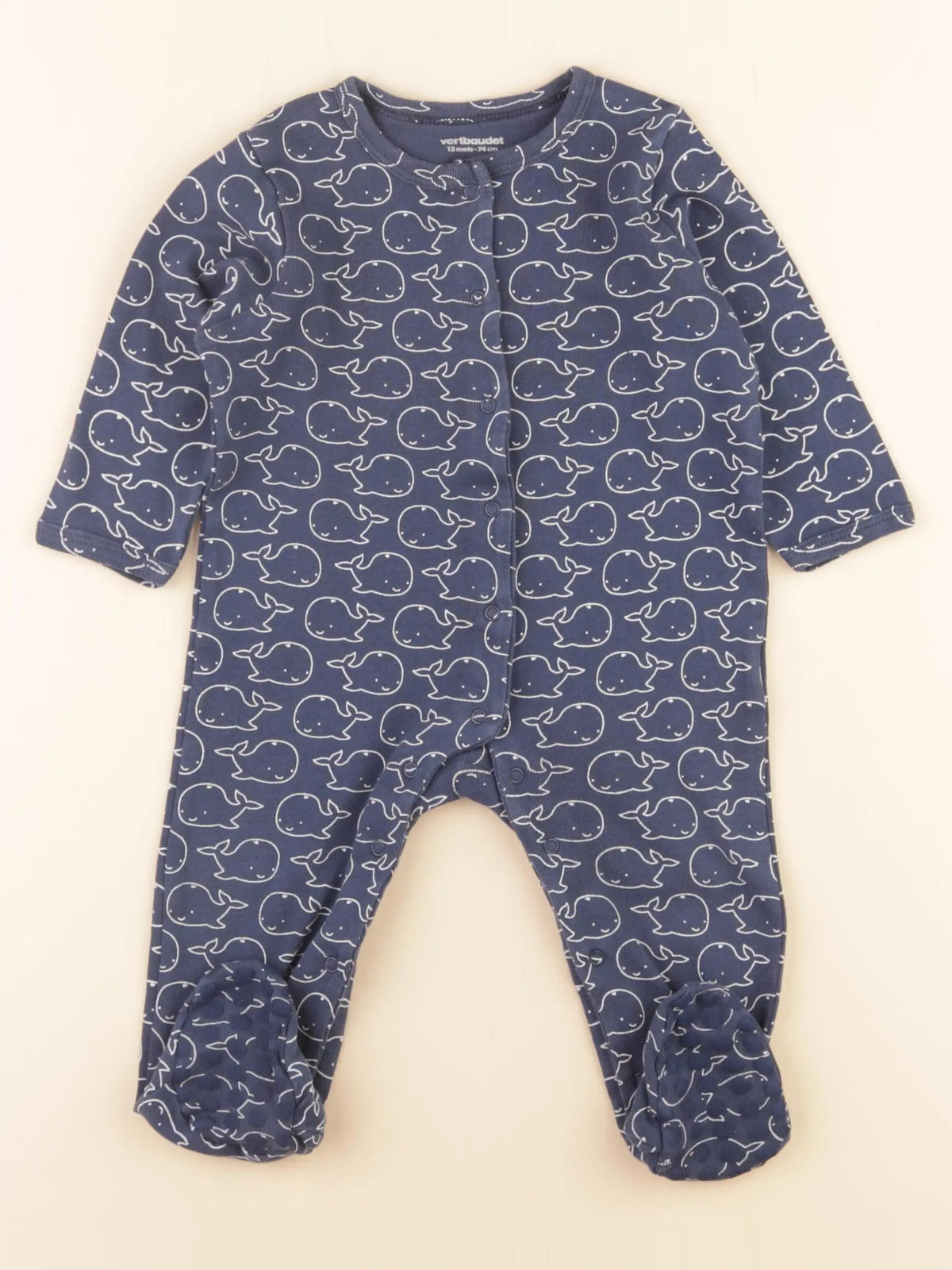 Vertbaudet - pyjama coton bleu - 12 mois