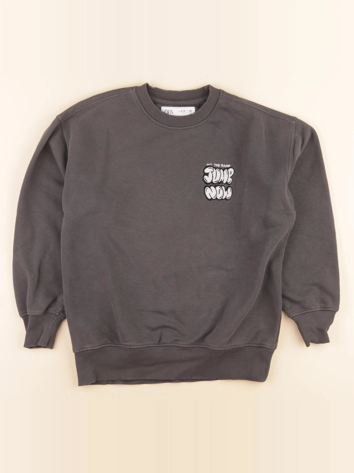 Zara - sweat imprimé au dos gris - 9/10 ans