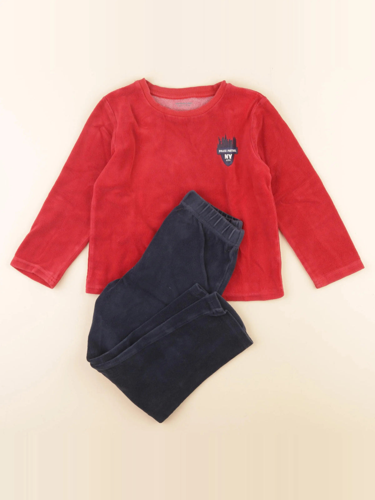 Vertbaudet - pyjama velours rouge - 6 ans