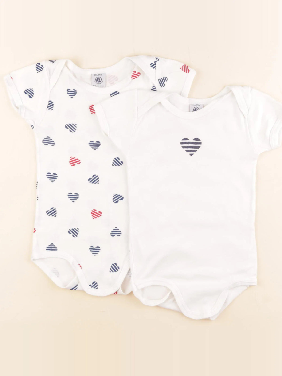 Petit Bateau - lot de 2 bodies en coton blanc - 36 mois