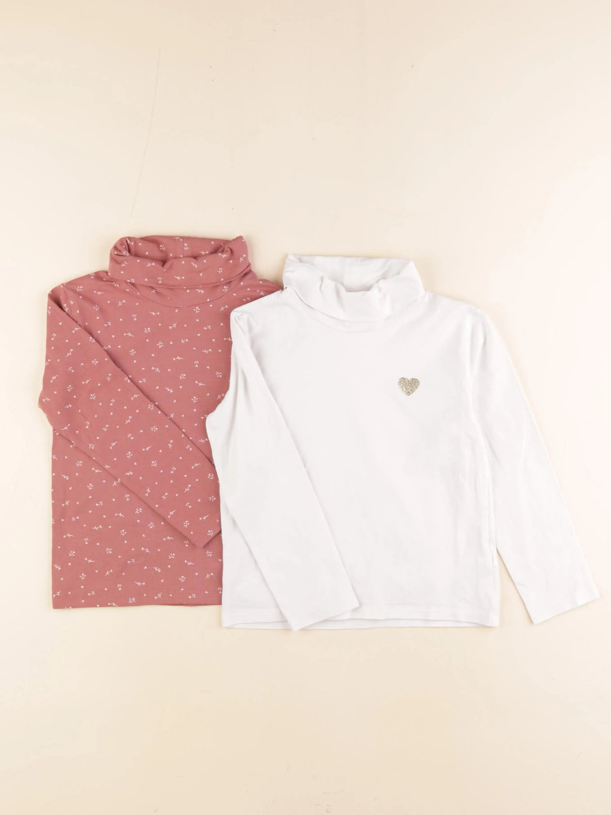 Vertbaudet - lot de 2 sous-pulls blanc, rose - 6 ans