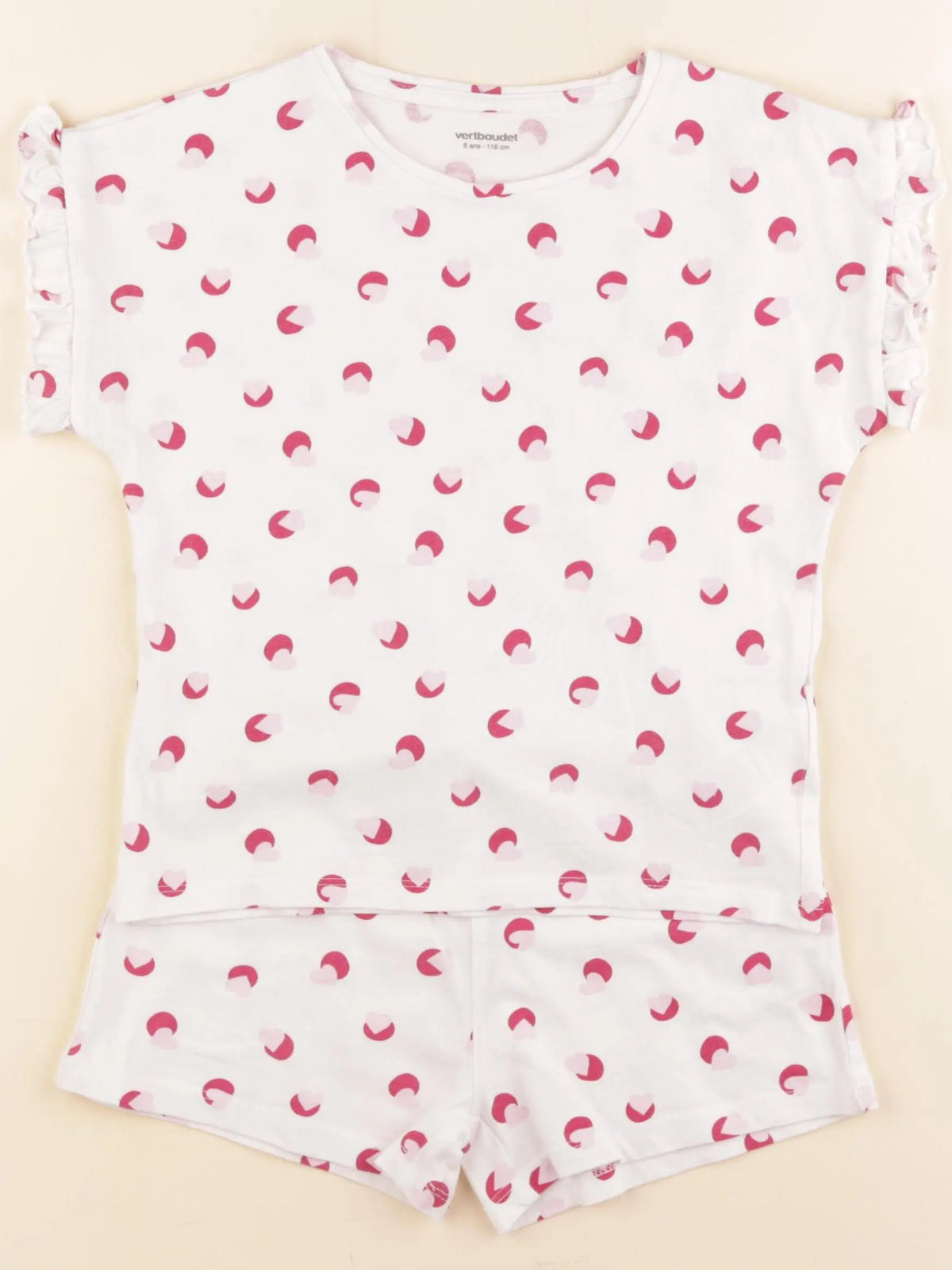 Vertbaudet - pyjama coton blanc, rose - 6 ans