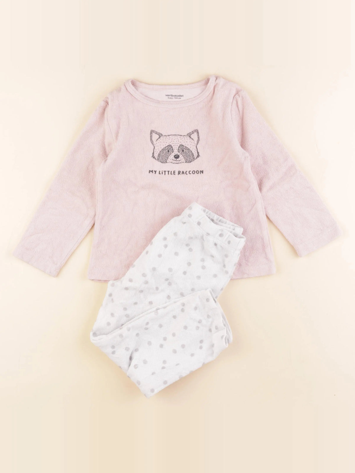 Vertbaudet - pyjama velours rose, gris - 4 ans