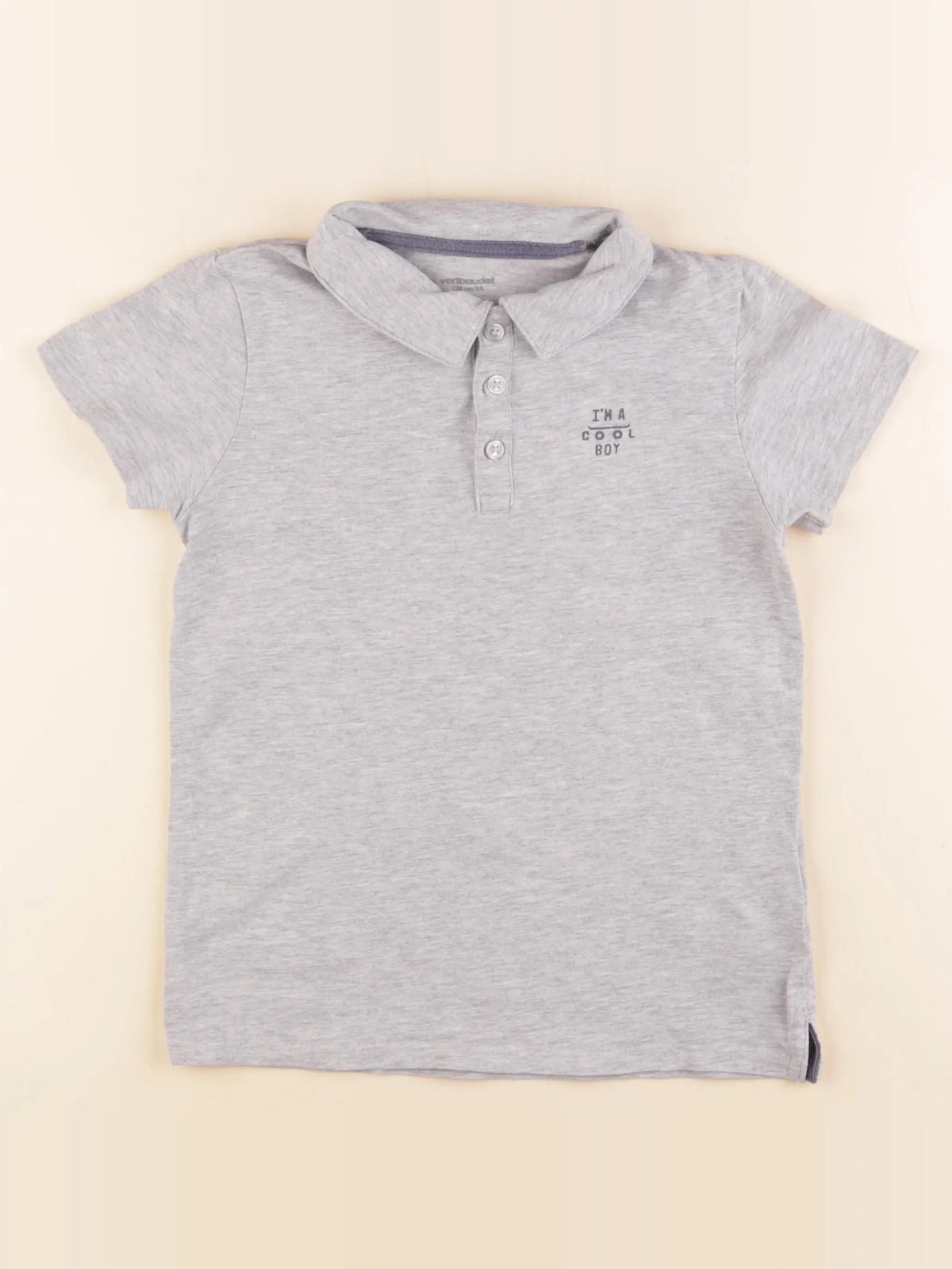 Vertbaudet - polo gris - 8 ans