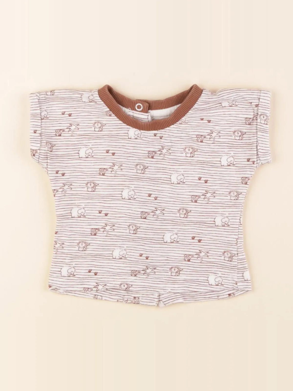 Vertbaudet - tee-shirt beige, marron - 3 mois