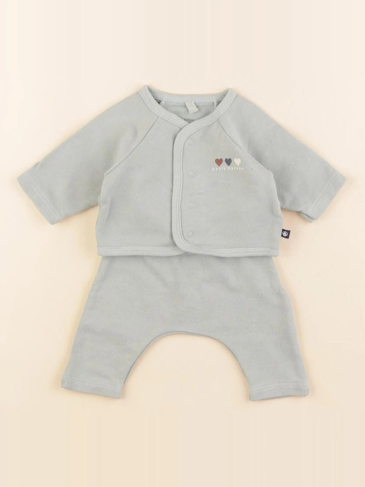 Petit Bateau - ensemble bleu - 0 mois
